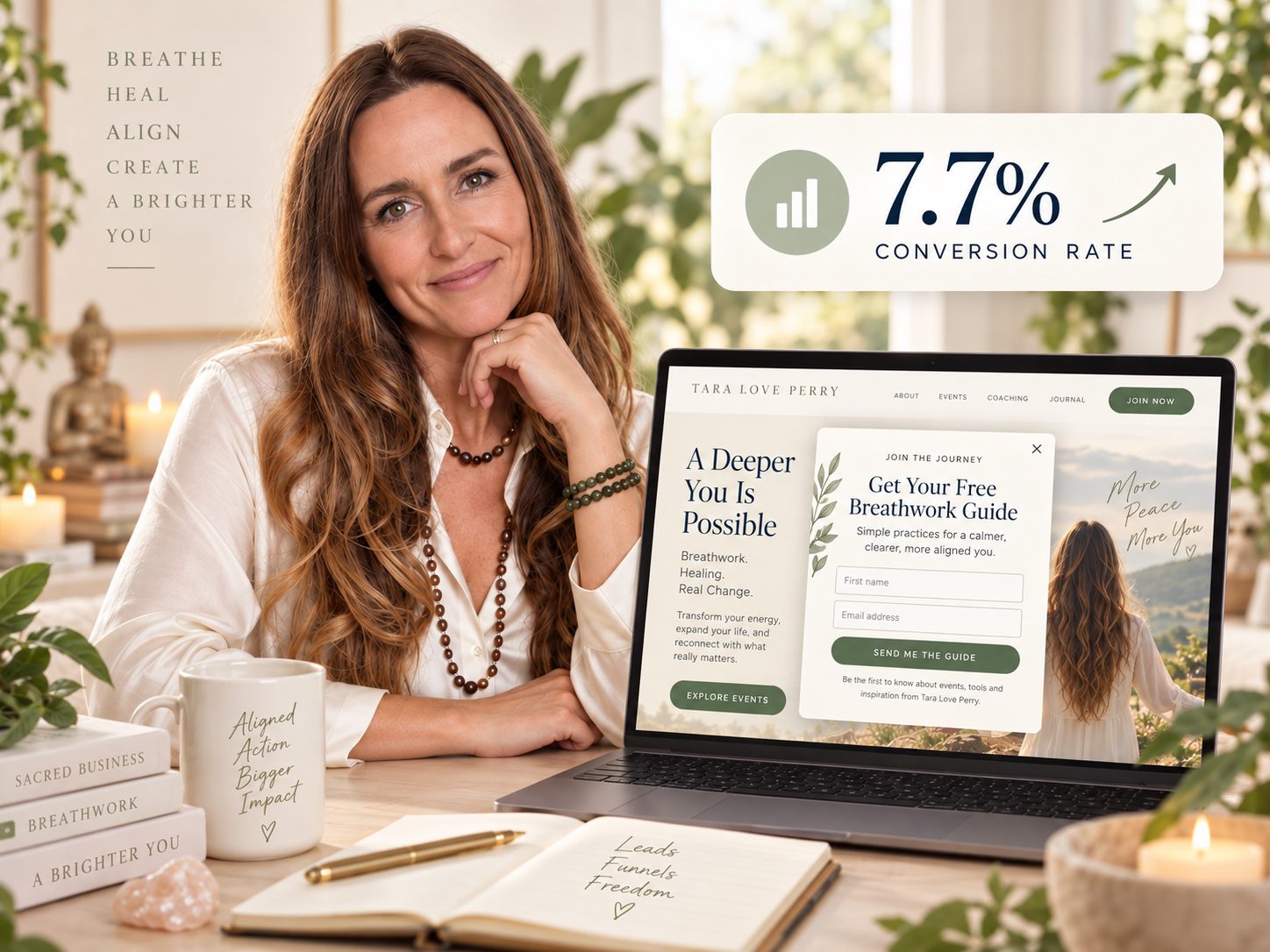 Lead capture and funnel optimisation showing a 7.7 percent conversion rate