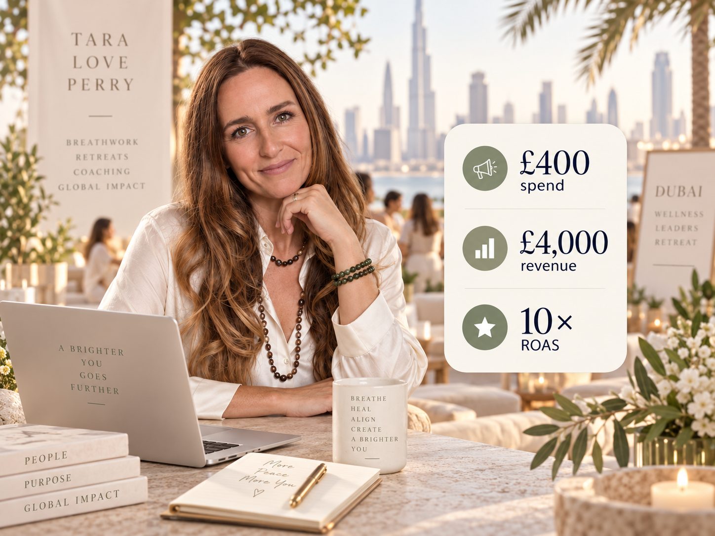 Dubai campaign result showing £400 spend, £4,000 revenue and 10 times ROAS
