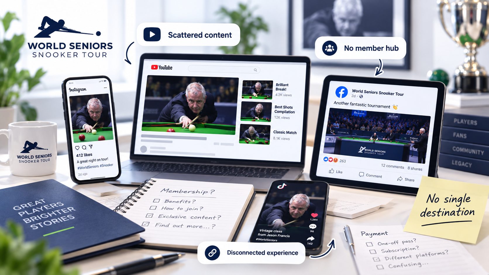 Fragmented snooker content and fan experience before the Snooker TV platform