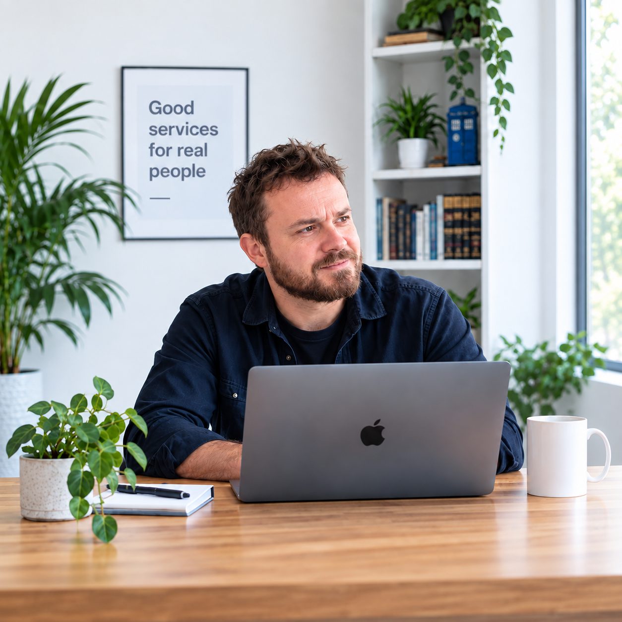 Dominic Francis working at his desk
