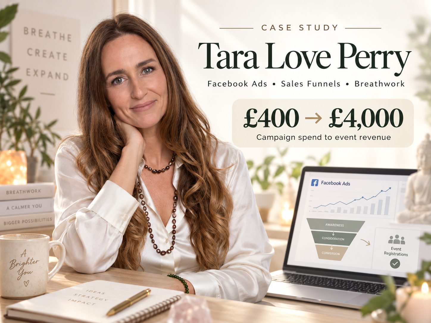Tara Love Perry case study, campaign spend to event revenue £400 to £4,000